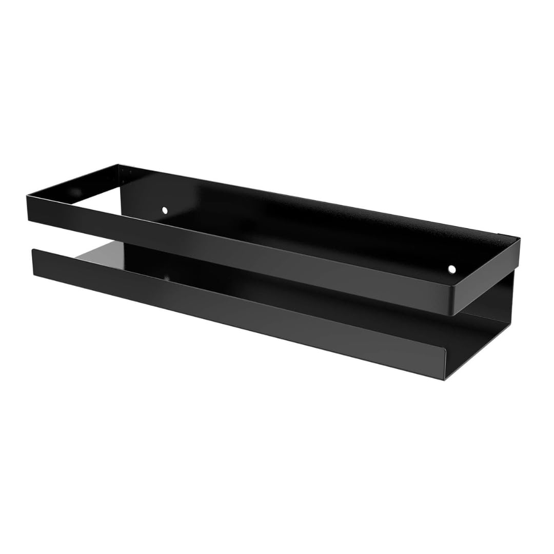MONRA STUDIO Heavy Duty Wall-Mounted Metal Floating Storage Shelf | Multipurpose Organizer Rack for Bathroom, Kitchen, Bedroom & Living Room | Space-Saving Wall Storage Solution (BLACK-1PC)-image-7