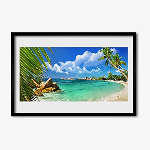 Affiche avec cadre murale salon chambre cuisine 60x40 cadre en mdf photo mer