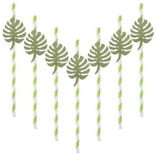 Veemoon 10 piezas Decorativas de Monstera para Fiestas Tropicales para Cócteles y Bebidas Playa