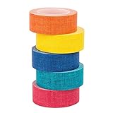 In 5 verschiedenen Farben Deko-Stoff-Klebeband, Farbsortierung 1, 20mm x 5m, 5 Rollen  Washi Tape  Masking Tape  Dekoband  Stoffklebeband