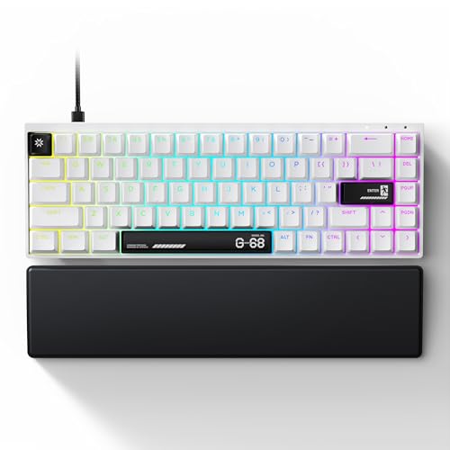 Syntech Chronos G68HE Hall Effect Rapid Trigger Keyboard, 65% Magnetic Mechanical Keyboard, 68 Keys Pre-Lubed Adjustable Magnetic Switch Support SnapTap and Macros, PBT Keycaps, Aluminum Alloy, White by Syntech - Used condition - US$117.80