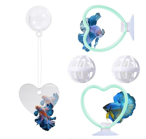 Tarqite Betta Fish Enrichment Ring Toy Set Tank Decorations (Green)