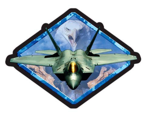 F-22 Fighter Jet Eagle - 3" Vinyl Sticker - for Car Laptop I-Pad Phone Helmet Hard Hat - Waterproof Decal