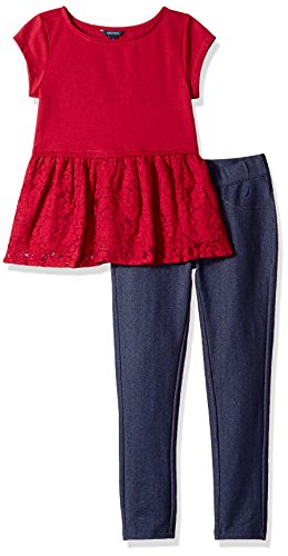 Nautica Girls' Two Piece Short Sleeve Legging Sets