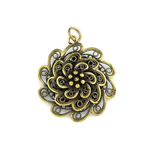 Accessoires de porte-clés grossiste laiton vintage pendentif fleur cuivre