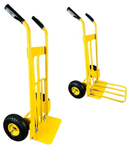 Image of Welbuilt 250 Kg Capacity Hand Truck, Portable Strong Cart with Foldable Platform and Extendable Handle Ideal for Home, Office & Industrial Use Yellow