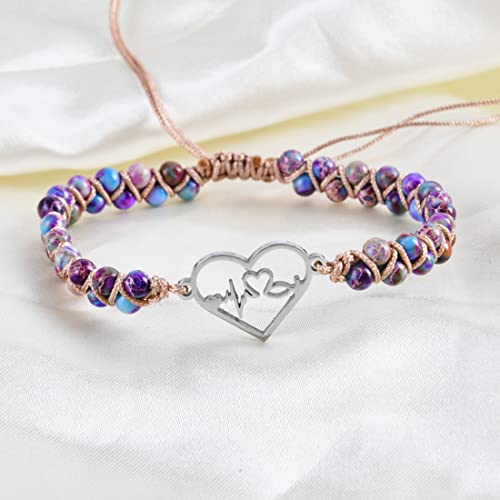 Image of YGLINE Stone Bead Yoga Meditation Bracelet Healing Crystal Double Layer Natural Gemstone Beaded Relax Anxiety Bracelets for Women Men