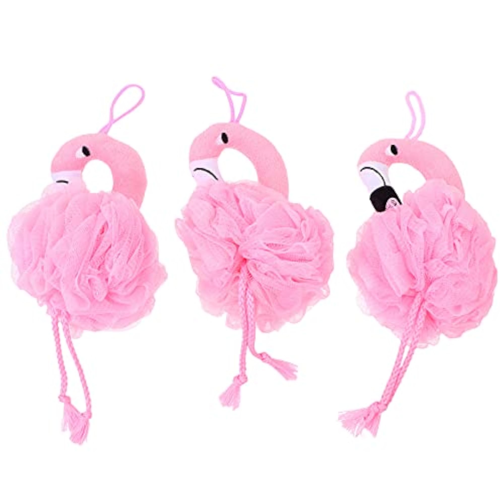 3pcs Baby Loofah Bath Sponge Flamingo Pink