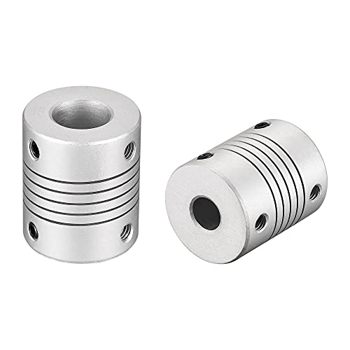 uxcell 12mm to 8mm Aluminum Alloy Shaft Coupling Flexible Coupler Motor Connector Joint L30xD25 Silver 2Pcs