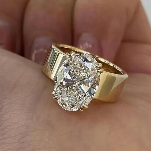 CHANDNI ENTERPRISE'S! 4.00 Ct Oval Cut Lab Created Diamond Engagement Ring, 14K Yellow Gold Finish, 925 Sterling Silver2