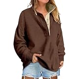 Genérico 2026 Sweatshirt for Women Oversized Casual Long Sleeve Button Henley Neck Pullover Tops Fashion Outfits Clothes (Brown,S)