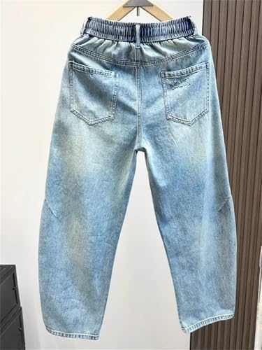 Mens Summer Hole Ripped Straight Denim Pants Elastic Waist Loose Jeans Thin Comfortable Cowboy Trousers2