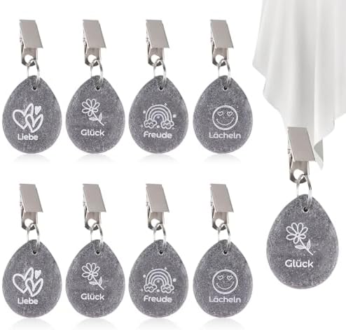 LustLocke Tischdeckenbeschwerer 12 Stück - Naturstein Mit Klammer Für Garten & Picknick