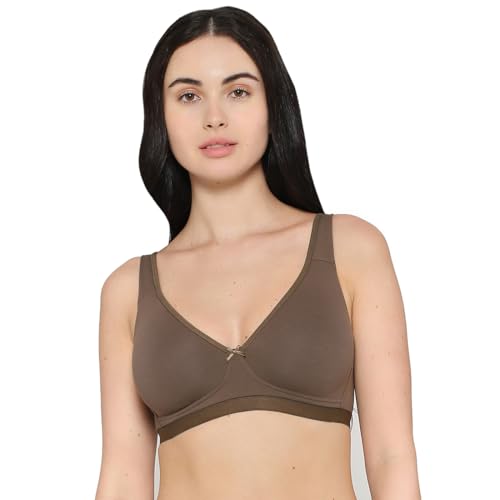 WACOAL Basics Essentials Women's Non Padded Non-Wired Full Cup Everyday Wear Cotton Blend T-Shirt Bra, brown, 38DD