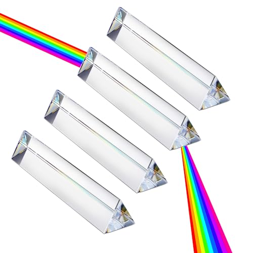 Image of 4pcs 6 inch Clear Optical Lens Glass Triangular Prism for Photography | Science Classroom Rainbow Maker Art Decor