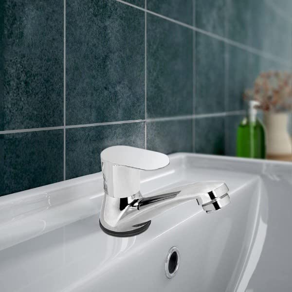 Image of ABS Pillar Tap with PVC Waste Coupling for Wash Basin,Drain Outlet Chrome Finished Bathroom, Sink and Kitchen Cartridge Faucet Bib Tap Faucet
