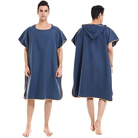 YDQUANI Changing Robe Poncho Towel with Hooded for Beach Swimming Surfing Wetsuit Changing, Quick Dry Lightweight Microfiber Towelling Robe for Adults Men Women Cover