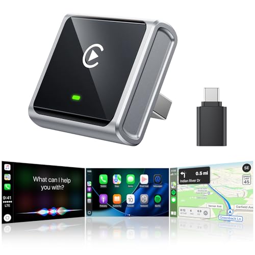 2026 Wireless CarPlay Adapter for Apple Only, Upgrade Mini Aluminium Car Play Adapter Converts Wired...