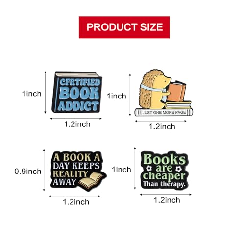 Image of Book Pins Cartoon Book Enamel Pins Books Lovers Gifts Decorative Lapel Pins for Backpacks Clothing Bags Jackets Learning Gifts for Teacher Student