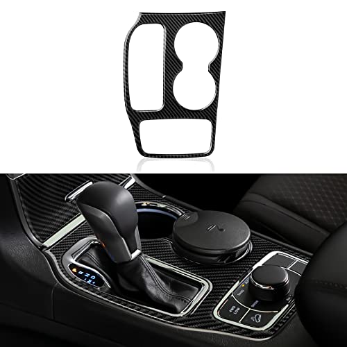 BRMYL Fibra de carbono para 2016-2021 Jeep Grand Cherokee Acessórios de câmbio de engrenagem Suporte de copo console central moldura decoração de interiores decalques para Jeep Grand Cherokee 2016 2017 2018 2019 2020 2021 acessórios Jeep Grand Cherokee