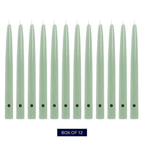 Image of Colonial Candle Unscented Taper Candle, Handipt Collection, Colonial Classic Green, 12 in, Pack of 12 - Up to 10 Hours Burn