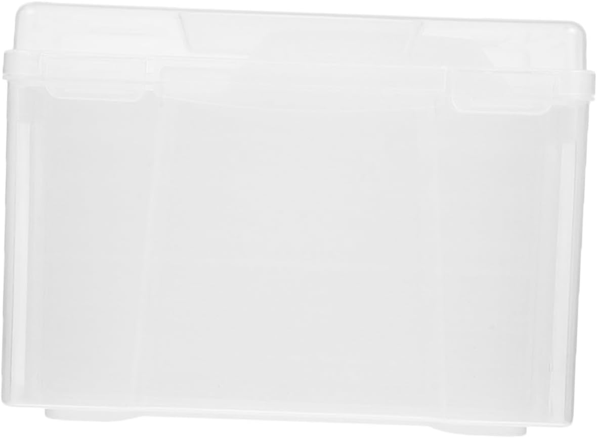 TOYANDONA Photo Organizer Storage Box with 6 Compartments Moveable Dividers Plastic Photo Keeper for Greeting Cards and Craft Storage Home Organization