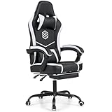 Goplus Gaming Chair, Ergonomic Computer Chair with Footrest, Lumbar Support, Linkage Armrests, Detachable Headrest, Desk Chair with Adjustable Backrest & Height, Task Chair for Home Office (Black)