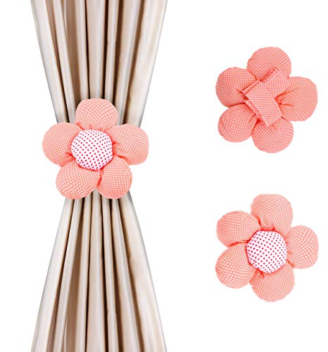 CYJZHEU 2 Piezas Recoge Cortinas Abrazadera, Alzapaños Cortinas Cuerda Sujeta Cortinas Decorativos Forma de Flor de Sol para Dormitorio Infantil Sala de Estar Oficina en Casa (Naranja)