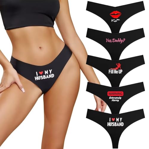 Varsbaby Femme Strings Tanga aux Imprimés Amusants,Invisible Culotte Taille Basse,Seamless Slip Women Thong Underwear,Confortable Thong Panties Lot de...