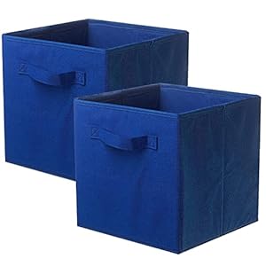 PowerKing Lot de 2 Boîtes Tiroirs en Tissu Cube de Rangement Pliable Coffre pour Linge Jouets Vêtement