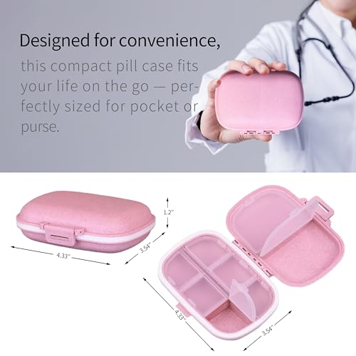 Travel Pill Organizer with Labels - 7-Day Mini Medicine Case (Beige, 161 Labels)