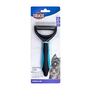 TRIXIE Pet Dematting Comb, for Cats and Dogs, Detangle and Thin, 3″ x 7″ (7x18cm)