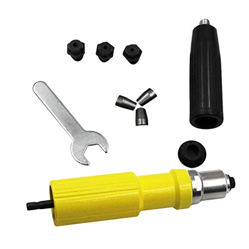 Legierungsnietmutter Pistole Elektrischer Akku-Bohrsatz Adapter Nietwerkzeug Einsatzsatz Handjet-Tintenstrahldrucker Robust, langlebig, tragbar-_Gelb
