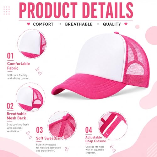 Image of Panitay 100 Pcs Unisex Sublimation Blank Mesh Baseball Cap Adjustable Plain Blank Mesh Trucker Hat for DIY Embroidery Print