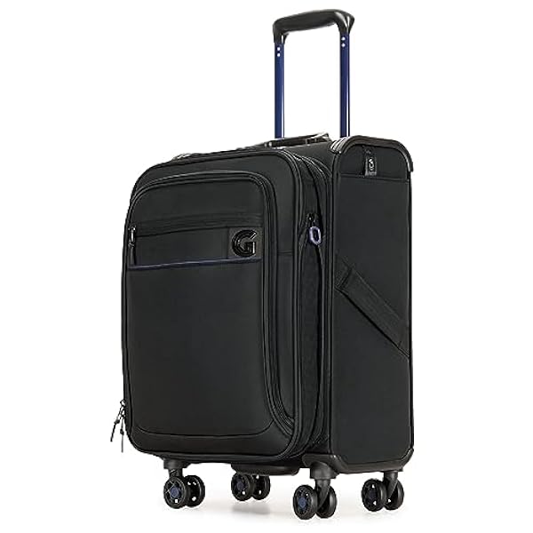 GinzaTravel Valigia grande con 4 ruote girevoli bagaglio a mano leggero valigia morbida con chiusura TSA per viaggio, Nero