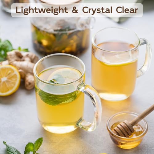 Glass Coffee Mugs, 20 oz Ice coffee cups, Large Clear Tea Cups Set of 2, Glass Mugs with Handles, Glass Cups for Latte, Cappuccino, and Tea - Image 6