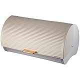  Klausberg STAHL BROTBOX BROTKASTEN KB-7271 Edelstahl Emaile Silber/Beige
