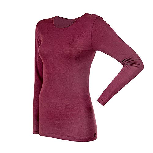 Janus 85% Merino Wool 15% Silk Women's Long Sleeve T-Shirt. Machine Washable. Made in Italy. (EU 46 (XXL), Purple)