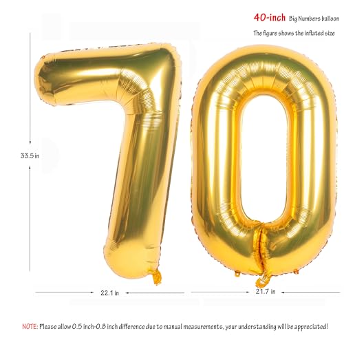 Image of 40 Inch gold Number Balloons 70 Helium Foil Mylar Balloon | Birthday Party banquet Decoration 70