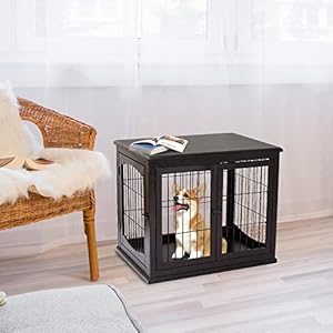 Pawhut Dog Crate Furniture Small Dog Cage End Table with Two Opening Sides Lockable Door Puppy Kennel Indoor Cute and Decorative Coffee  Cucciolini Doodles Pawhut dog crate furniture small dog cage end table with two opening sides lockable door puppy kennel indoor cute and decorative coffee   cucciolini doodles