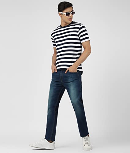 Image of UrbanMark Men Cotton Striped T-Shirt