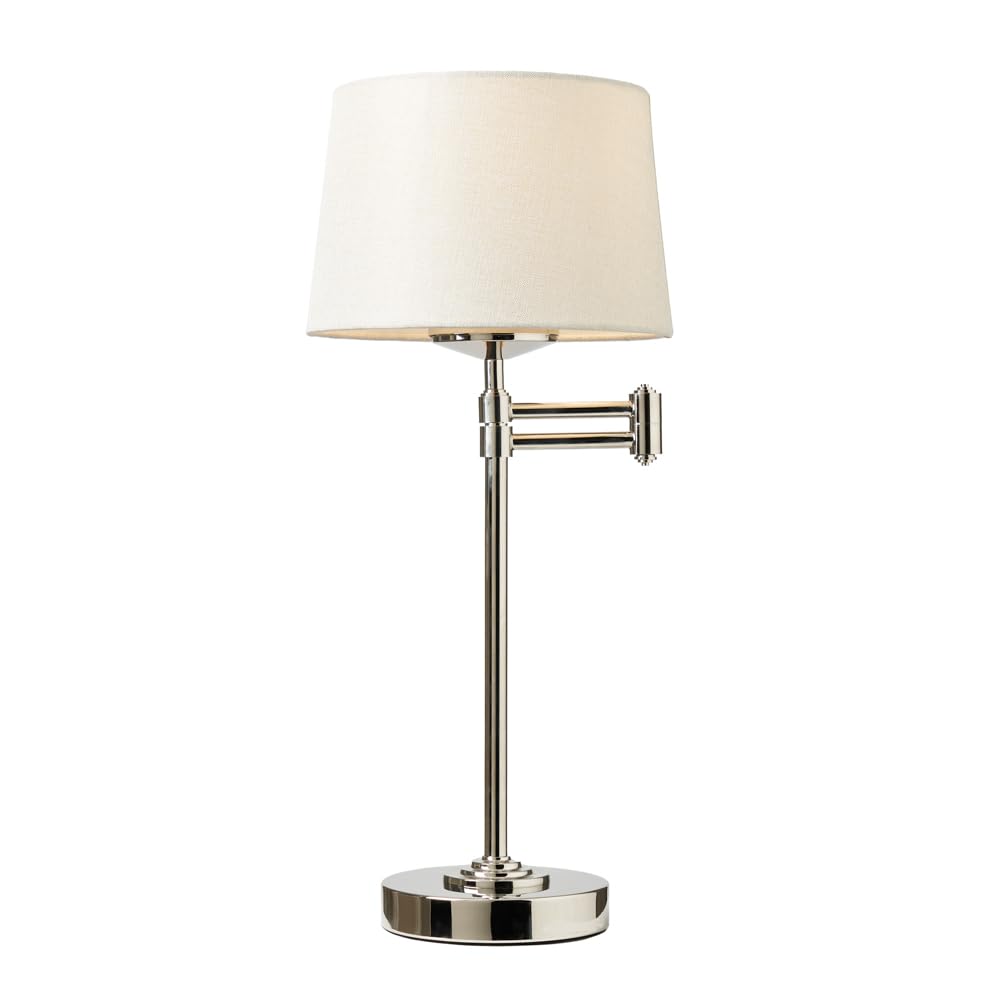 LITECRAFT Saffron Swing Arm Lamps with Tapered Ivory Shade in Polished Nickel - (Table Lamp)