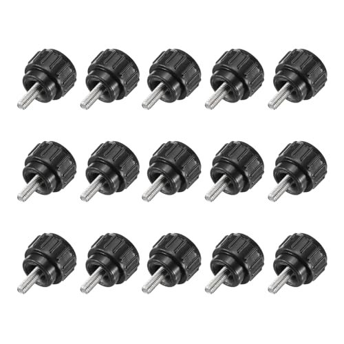 sourcing map Knurled Clamping Knobs Handle Thumb Screws Bolt Knobs M3 x 8 mm Male Thread 14 mm Head for Electronics Automotive Furniture Assembly Wood Working DIY Projects(Black, Pack of 15)