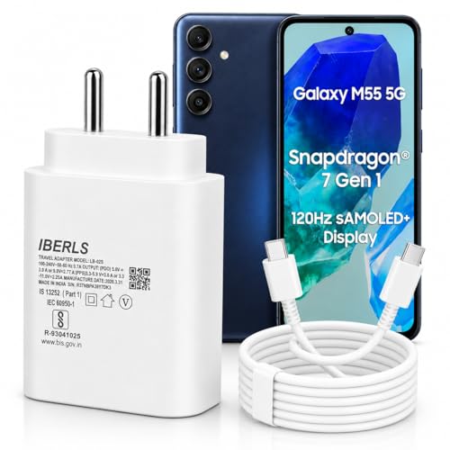 Image of 25W Pd 3A Type-C Super Fast Charging Adapter with 1M Type C Cable for Galaxy M55 /M17 /M17e /M06 /M36 /M07 /M56 /M16 / M55s /M05 /M15 /M35 /Tablet /Galaxy Watch- Charge Your Device with 25 Watt USB C Fast Charger