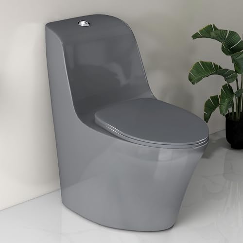 Image of Plantex Commode for Toilet /Rim Siphonic VaccumJet Flush Western Commode /One Piece Western Commode with Soft Close Toilet Seat - S Trap (Grey)