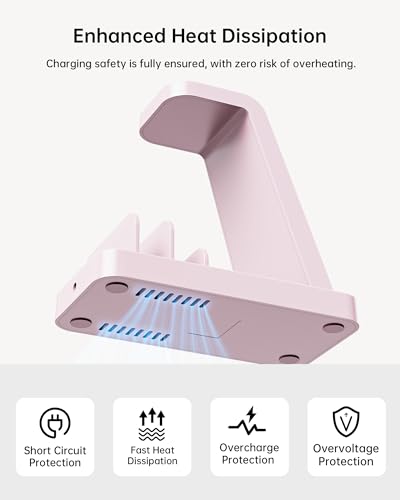 Image of Wireless Charger for Samsung: 5 in 1 Samsung Wireless Charging Station for Galaxy S26Ultra /S25 /S24, Charger Dock Stand for Galaxy Watch8 /7 /6 /5, Android Charging Station for All USB-C Buds, Pink
