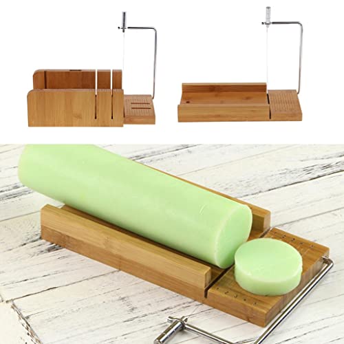 Image of Wood and Stainless Steel Soap Cutter Soap Making Cutting Tool with Wire Slicer for Cake Candle Food Chocolate Loaf