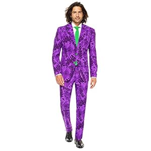 OppoSuits The Joker – Licensed Superhero Halloween Costumes For Men – Full Suit: Jacket, Pants and Tie Traje de Hombre