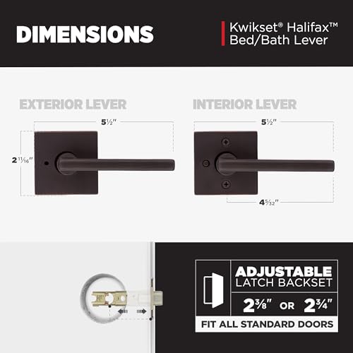 Kwikset Halifax Interior Privacy Door Handle with Lock, Door Lever For Bathroom and Bedroom, Venetian Bronze Reversible Keyless Push Button Lock Door Lever, with Microban Protection, Square Rose by Kwikset - Image 8