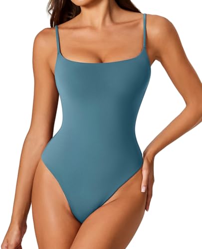 Body sin mangas para mujer con doble forro grueso y escote cuadrado